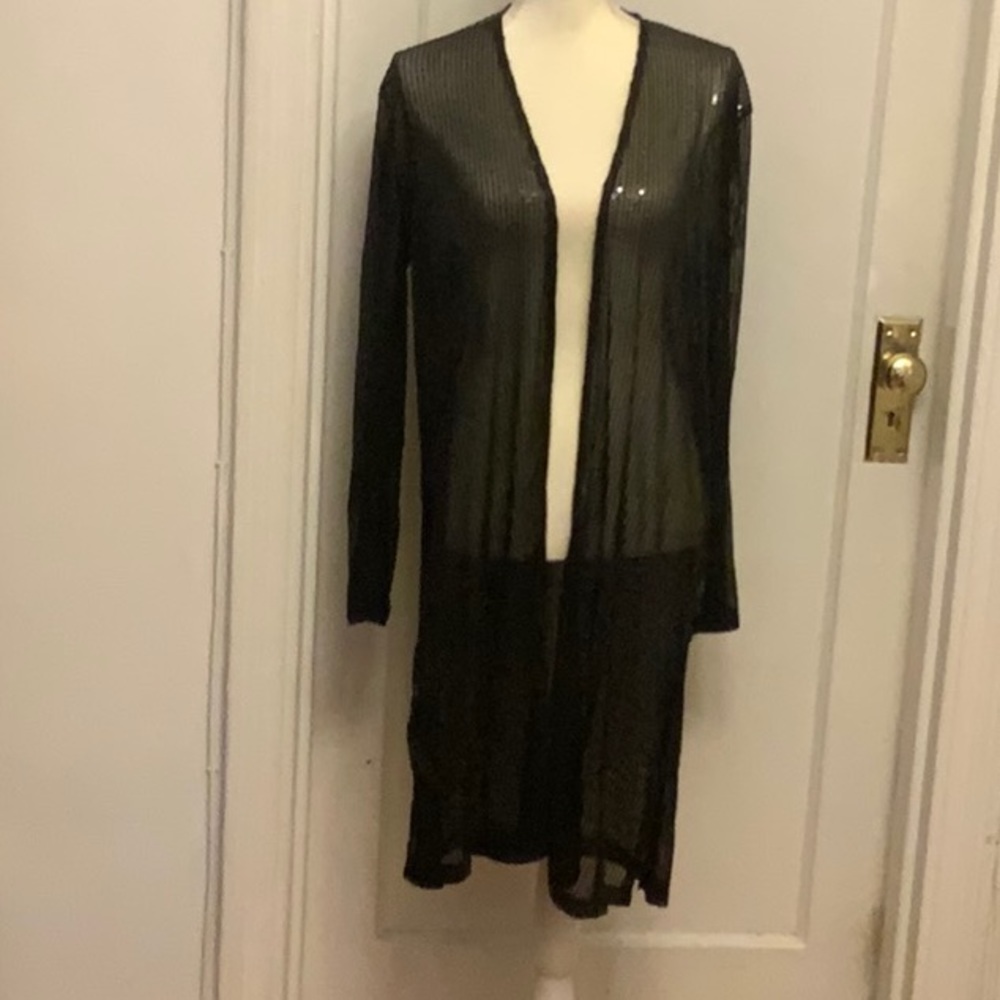 Adiva Sequin Black Duster Size Medium New.